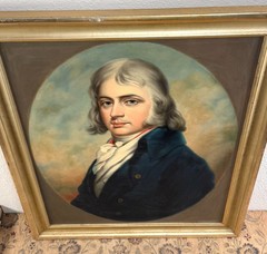 Antique Oil Portrait Painting Young Man 18th Century English American Georgian
