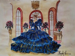 Painting.Water Color.Acrilic.Crayon.Fashion Ilustration.Retro.Vintage.14″ x 9″.