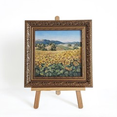 Sunflower Oil Painting Tuscany Landscape Framed Original Wall Art Rustic Decor