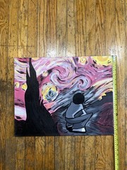 Hand-Painted Starry Night CUSTOM Sky & Landscape Figure Painting 16×20 Signed