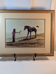 Vintage Marguerite Fields 1986 Signed Painting „Making Friends“