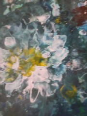 Lily Auger (1949 – ) „White and Green Explosion“ 2 Acrylic on Canvas