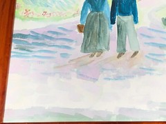 Watercolor By BEVERLY, A Couple Walking, Framed 9 1/2×7 1/2”
