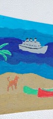 G.A.Titan Acrylic Painting IMPRESSIONISM Boat Seascape Boat Dog