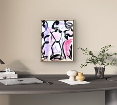 WS original figurative ladies painting 14X11 canvas abstract modern fashion art