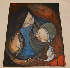 Jenna Colby Original Painting 30 Day Art Challange Mother Child 8 X 10 Inches