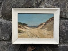 1935 HIRAM PEABODY FLAGG Nantucket MA LANDSCAPE PAINTING Sand Dunes OIL ON BOARD