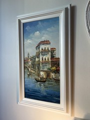 Vtg A Cick Impressionist Venice Canal Oil Painting Framed Impasto Gondola