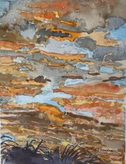 Pompano Beach, FL Sunset / Original W/C 9’X12″/ Mimi Davis, Artist