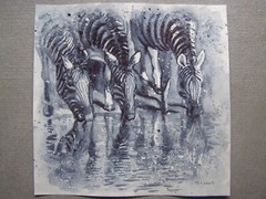 ZEBRA Animals Original Watercolor Acrylic Painting Art By Artist