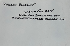 Listed Artist John Cox (1941- ) CACTUS FLOWERS Original Oil Painting 8×6″ 2014