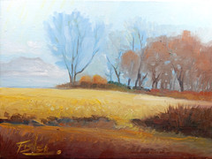farm field pasture tree realistic Impressionism oil Painting landscape TomFisher