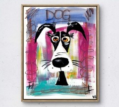 Dopey dog expressionism modern wall art painting 14X11 gallery paper original