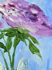 Vase cat oil painting 15×20 cm plants flowers painting on cardboard