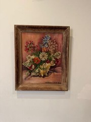 Vintage 1950 Signed Oil Painting by M. Senger – Framed Still Life Flowers 20×24