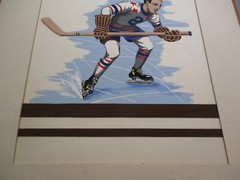 RUTH BELLITTO PAINTING AMERICAN ILLUSTRATION HOCKEY PLAYER 1940’S VINTAGE WPA