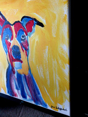 Bold Colorful Expressionistic Signed Original 11×14 Art Canvas Cute Dog BACH