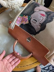 Vintage Hermès Herbag PM Hand-Painted Portrait, Original Customized Artwork