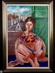 Vintage Framed Original Expressionist Portrait Oil on Canvas By Noel Rockmore