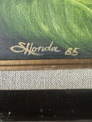 Vintage 1985 Stella Honda Original Oil Painting – White Tropical Flower Floral