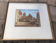 Brock Rothenburg Germany Circa 1850s Framed Oil Painting