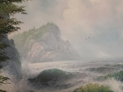 VTG Oregon Pacific Ocean Coast Sea Painting Sue Parkhill Oil Canvas Framed 24×28