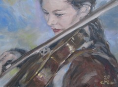 GERRY MILLER-Violinist-Oil Painting-Gerry Miller-40x30cm