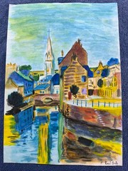 raoul dufy drawing and painting on old paper signed stamped vintage