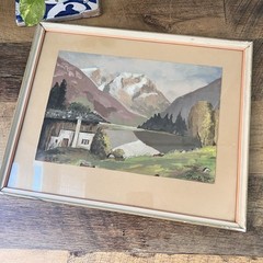 Vintage Lake & Mountains Hand Painted And Sign Steinke W. 1961