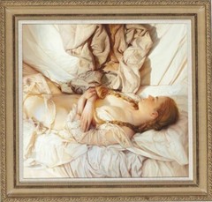 Handmade Original Oil painting female art women girl on Canvas 30X30″