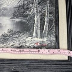 G Whitman Signed Original Oil Painting Landscape Black Gray White Framed 13×15