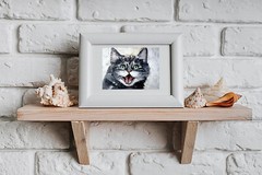Cat Original mini oil painting Impasto Cardboard Gift 100% Handmade 6.5×4.5 in