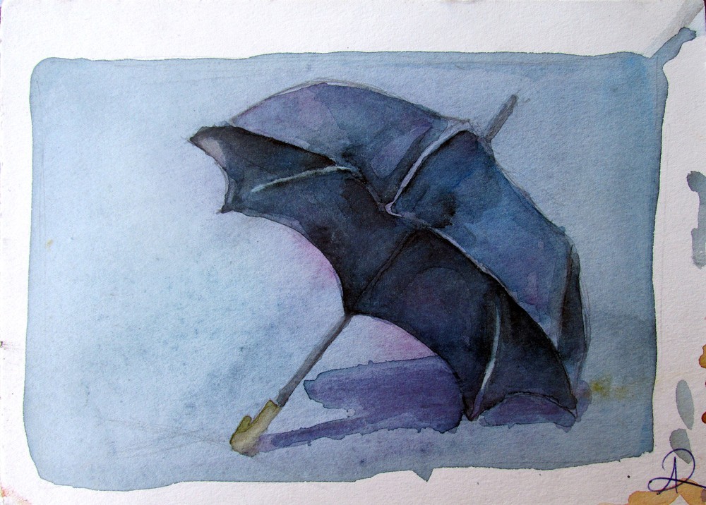 Purple Umbrella 18×24 Illustration Painting Decor Playful Artwork AdrianaArt