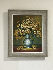 Vtg Artist Signed Still Life Oil Painting Floral Flowers Ann Julia Rant. 1960’s
