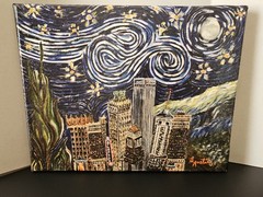 Tulsa In The Stars On Canvas by L Austin 11×14 Original Painting Signed