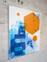 Original Art Mixed Media Acrylic Painting 16×20 on Canvas. ‚Digital Future‘