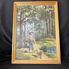 Vintage 1960’s Paint By Number, Boy And His Dog, Wood Frame, Beautiful