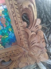 Balinese Oil Painting in Hand Carved Frame 11×14 inches READ