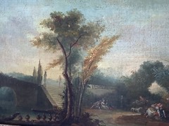 18th Century Romantic Gallant Scene Park Lovers in Garden Versailles Oil Canvas