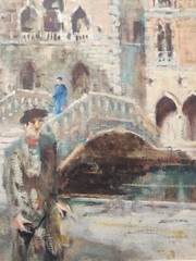 Knud Torsten Lidman (1903-1990): VENICE BRIDGE, original oil painting