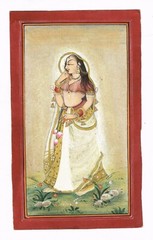 Indian Miniature Painting Of Portrait Mughal Queen Finest Art 4×6.5 Inches