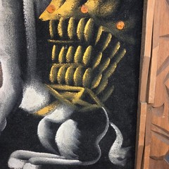 Vintage Mexican Black Velvet Burro Donkey Painting Hand Carved Wood Frame 24×15″