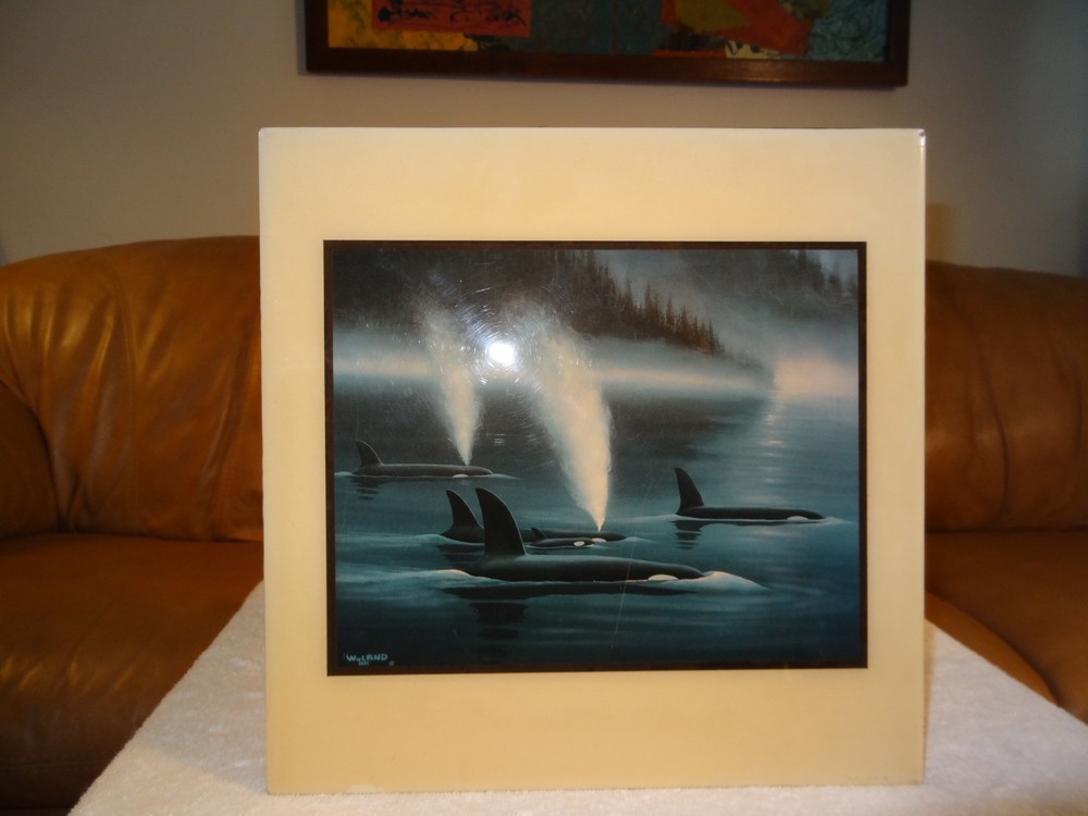Robert Wyland Whaling Wall 1991 Glazed Ceramic Tile – Signed – 12″L x 12″W