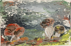 ACEO Impressionism Forest Mushrooms Acrylic Original Painting Artist Card