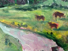 Original Painting Cottage Art Tiny House Countryside Artwork 9×12″ Rural Life