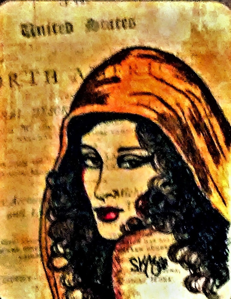 ROSETTA – Pen & Ink on 3.5″ x 4.5″ CardStock – Framed