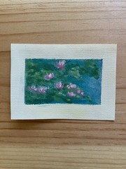 ACEO Original Art Card – Monet Inspired Water Lillies Nature Impressionism