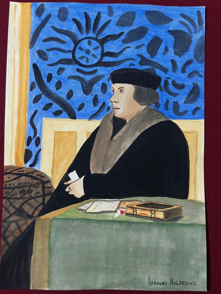 ioannes holpenius drawing and painting on old paper signed stamped vintage