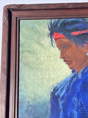 ANTIQUE LANDSCAPE PAINTING AMERICAN Indian LISTED Navajo Gardner Oil 1930’S