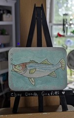 ACEO Striped Bass Watercolor 2/7 Fishing Series Original Handdrawn
